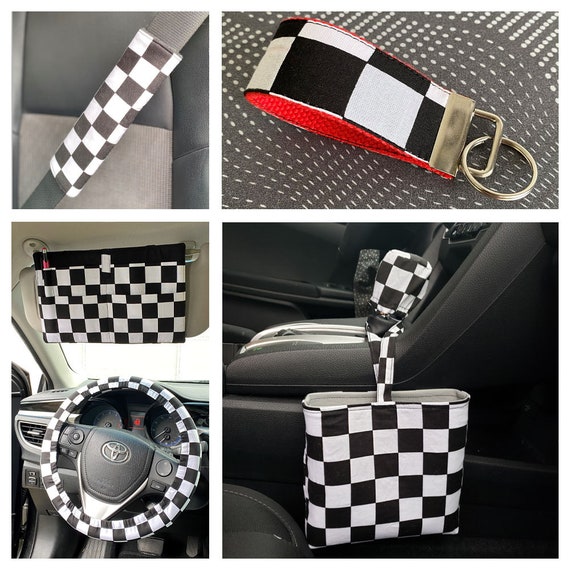 Buy Unisex Steering Wheel Cover . Black and White Checkers Wheel