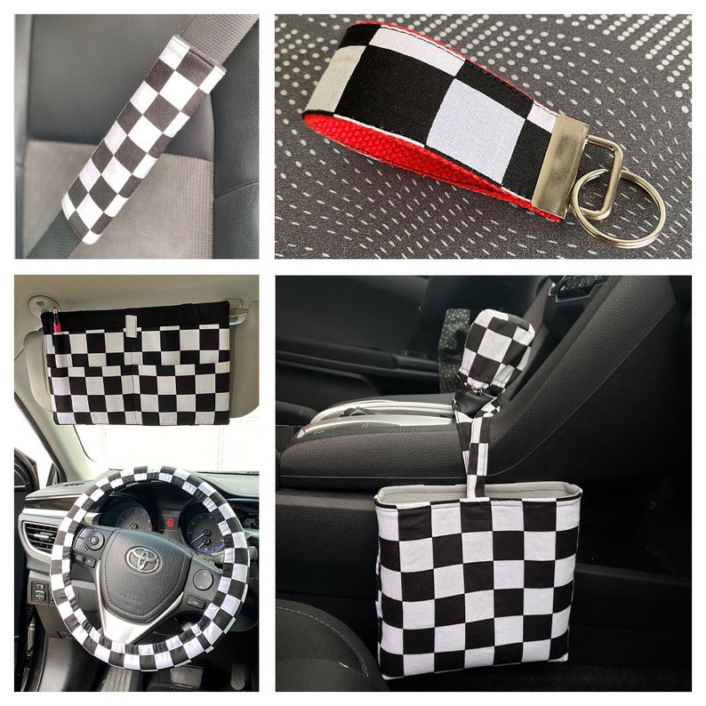 Unisex Steering Wheel Cover . Black and White Checkers Wheel Etsy