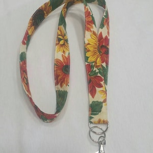 Sunflowers Lanyard / Floral Key Chain / ID Holder Lanyard / Women&#39;s Floral Lanyard /Hostess gift idea / Gift under 15
