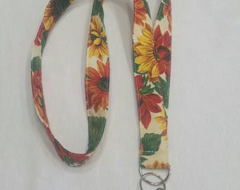Sunflowers Lanyard / Floral Key Chain / ID Holder Lanyard / Women's Floral Lanyard /Hostess gift idea / Gift under 15