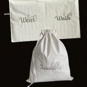 Laundry or Wear and Wash Travel Bag - Personalized Travel Embroidery Laundry Bag - Travel Laundry Bag - Unique Laundry Bag - Lingerie Bag