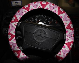 Valentine's Steering Wheel cover .Pink Hearts Cover Heel .