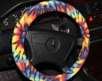Steering Wheel Cover, Tie Dye Steering Wheel Cover, Boho Hippie Steering Wheel Cover for Women, Car Accessories, Handmade