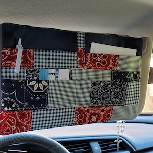 Blue and Red Bandana Visor Organizer - Car Accessories - Travel organizer - Gift Under 20 - Gift Idea