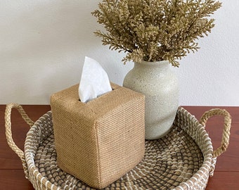 Burlap Tissue Box Cover. Square Tissue box cover. Tissue Box Cover. Jute Tissue Box Cover. Modern Tissue Box Cover. Natural Tissue Box Cover