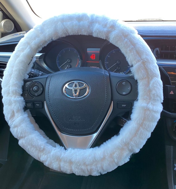 Fluffy steering wheel cover blue deals