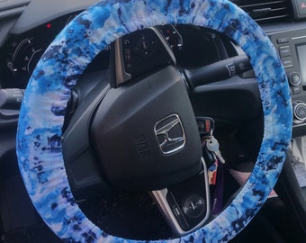 Ocean Print steering wheel cover/ Blue wheel cover/ Blue and black wheel cover/ Sea Print color/ car accessories/ For Women.