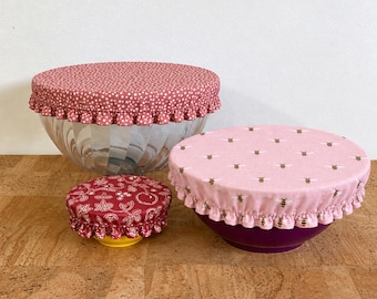 Fabric Bowl Covers / Reusable Fabric Bowl Cover / Mason Jar Cover /Sourdough Starter & Proofing Cover