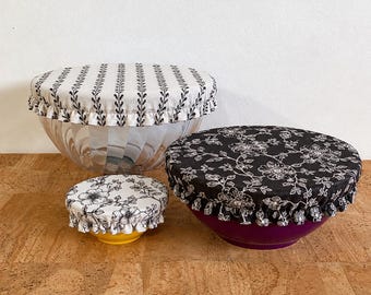 Floral Print Fabric Bowl Covers / Reusable Fabric Bowl Cover / Mason Jar Cover /Sourdough Starter & Proofing Cover