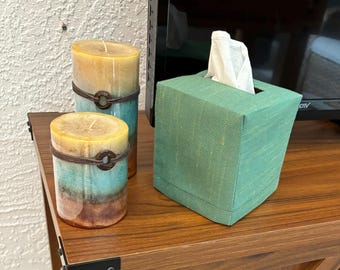 Fabric Tissue Box Cover. Square Tissue box cover. Tissue Box Cover. Outdoor Fabric Tissue Cover.Solid Tissue Box Cover. Green Tissue Cover