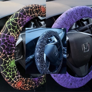 Halloween Spider wheel cover / Rainbow Spider cover/ Purple and black  spiders/ Black and White / Horror wheel cover .-