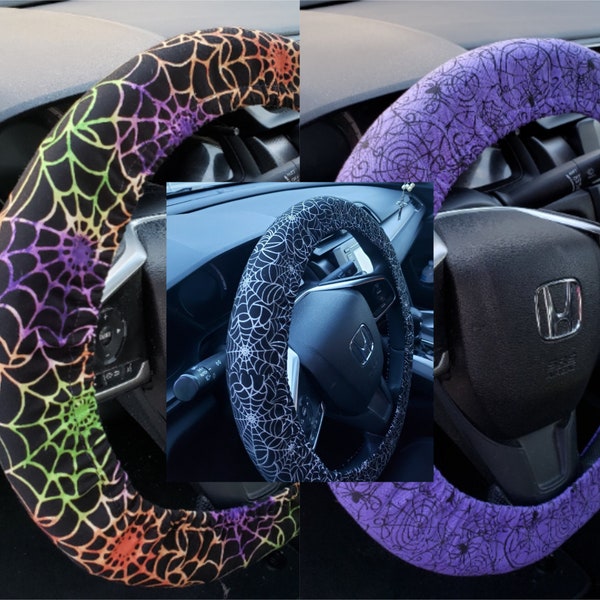 Halloween Spider wheel cover / Rainbow Spider cover/ Purple and black  spiders/ Black and White / Horror wheel cover .-