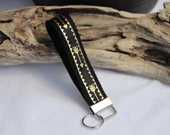 Black and Gold Key Fob / Key Chain / Key Wristlet / Key Holder - Girls Gift idea - Hostess gift