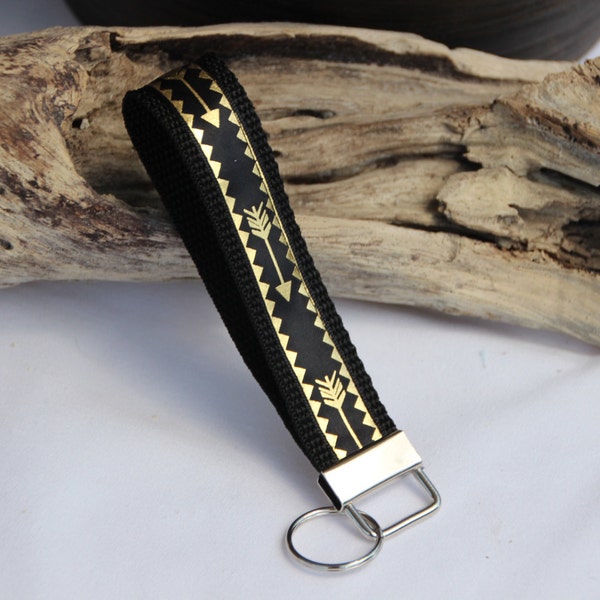 Porte-clés noir et or / Porte-clés / Porte-clés / Porte-clés - Idée cadeau fille - Cadeau pour hôtesse