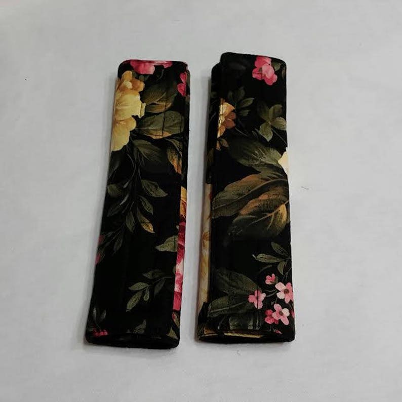 Black Floral Seat Belt Covers / Soft Seat Belt Cover / Etsy