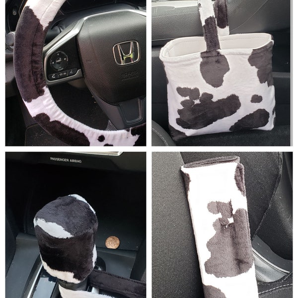 Soft and Plush Faux Cowhide Steering Wheel Cover - Car Accessories - Women Car Accessories - Unique - Mother'sDay Gift - Birthday Gift - Car