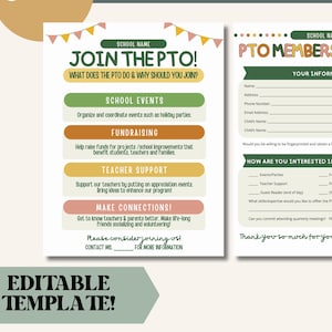 Può includere: Modello di modulo di adesione alla PTO modificabile. Il modulo include sezioni per eventi scolastici, raccolta fondi, supporto agli insegnanti e creazione di connessioni. Include anche una sezione per le informazioni personali e come la persona è interessata a partecipare.