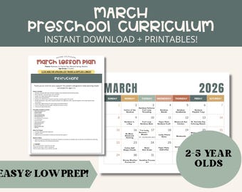 Plan de estudios preescolar de marzo / Guardería / Preescolar / Prekínder / Plan de clase / Educación en casa / Niños pequeños / De 2 a 5 años / Manualidades y arte fáciles / Imprimibles