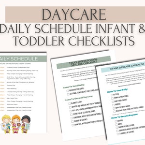 Editable Home Daycare Daily Schedule, Toddler & Infant Checklists ...