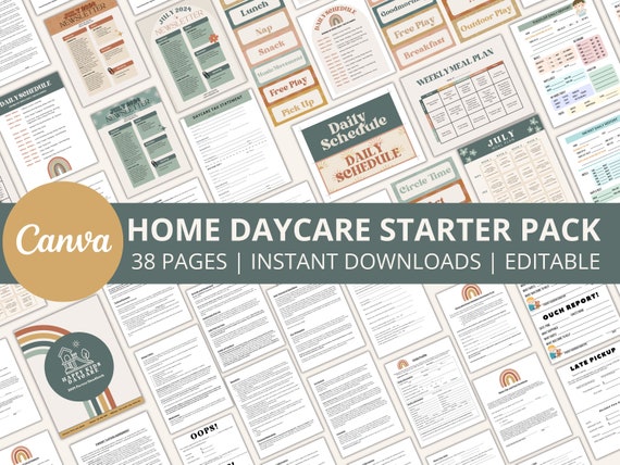 HOME DAYCARE BUNDLE, Parent Handbook, Contracts, Newsletter, Meal Plan, Daily Schedule, Tuition Agreement, Printable, Editable Templates,