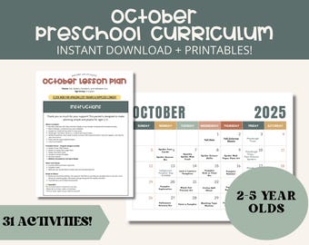 October Preschool Curriculum + Printables, Halloween, Fall Activities, Lesson Plans, Playdough Mats, Home Daycare, Pre-k, Homeschool, Reggio