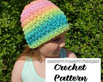 Permafrost Beanie - crochet PATTERN only - child and adult sizes