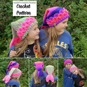 Be a Mermaid Slouchy Hat - crochet pattern only - mermaid tail sizes toddler, child, & adult