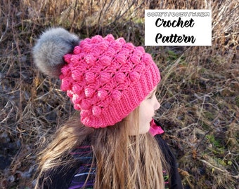 Bunchberry Toque - crochet hat PATTERN ONLY - baby to adult sizes