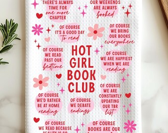 Hot Girl Book Club Kitchen Towel: Waffle Weave Tea Towel