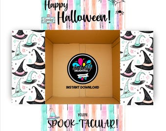 Pastel Halloween Care Package Labels | Printable Box Flaps (Digital Download)