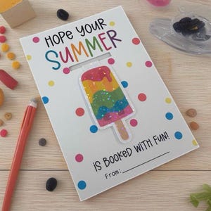 Regalo para el aula para niños, recuerdo de fin de curso, regalo para el profesor, marcapáginas magnético y tarjeta de recuerdo de paleta, regalo de lectura de verano.