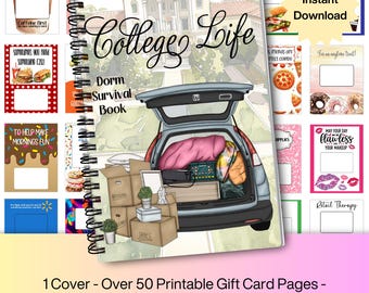 Libro de tarjetas de regalo de graduación de secundaria (imprimible, descarga instantánea) / Libro de supervivencia para el dormitorio / Kit de supervivencia para la universidad / Paquete de cuidado para la universidad