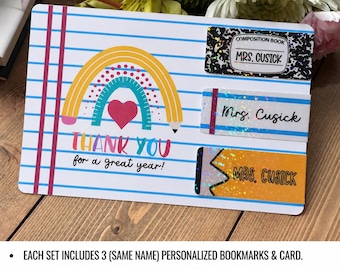 Personalisiertes Lehrer Lesezeichen Set: Magnetisch Danke Geschenk