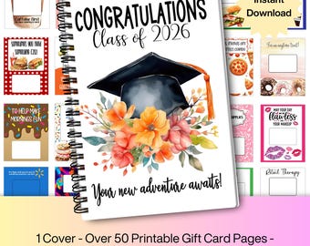 Libro de tarjetas de regalo de graduación de secundaria 2026 / Paquete de ayuda universitaria (descarga instantánea e imprimible)