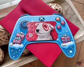 Porte-cartes cadeau pour manette de jeu vidéo - Cadeau de Noël pour joueur bleu