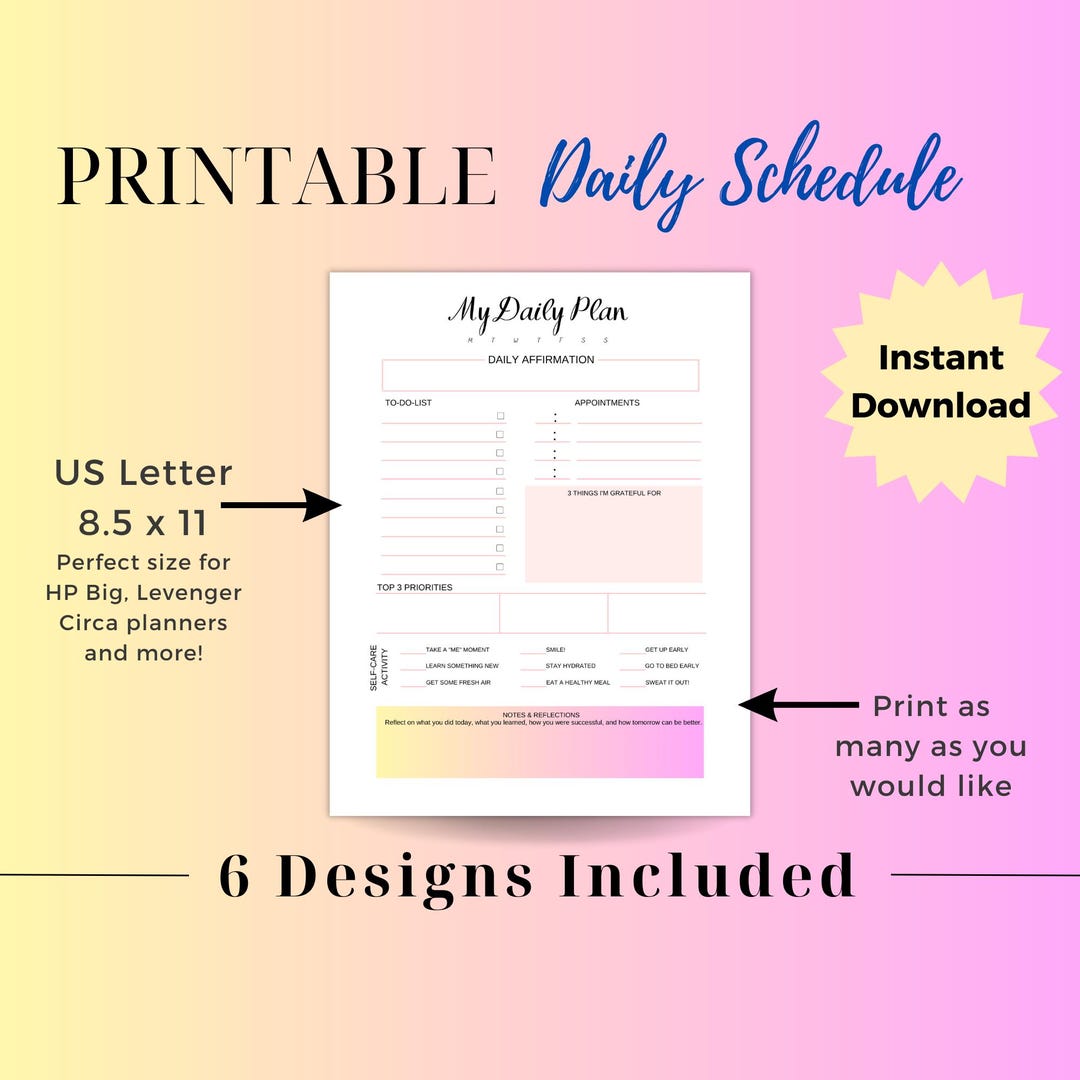 Daily Planner Printable Bundle: US Letter Size (digital Download) - Etsy
