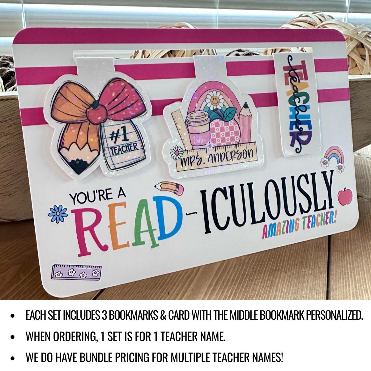 Personalized Teacher Bookmark Set | Appreciation Gift With Card - Etsy
