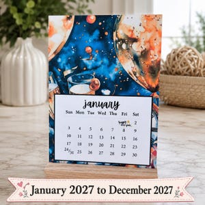 2027 Calendar | Standing Desk Calendar | Watercolor Calendar | Desk Decor | Office Decor | Teacher Gift | Coworker Gift | Refill Only option