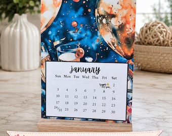 2027 Calendar | Standing Desk Calendar | Watercolor Calendar | Desk Decor | Office Decor | Teacher Gift | Coworker Gift | Refill Only option