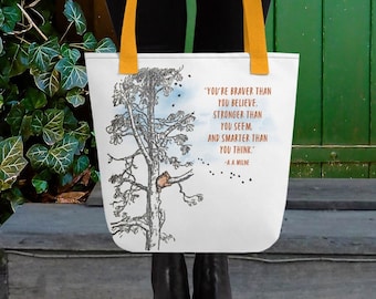 Bolsa de praia Ursinho Pooh, bolsa para livros, bolsa de praia, moderna e durável, 38 cm x 38 cm, disponível em três cores