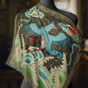 Dancing Phoenix, Luxurious Square Scarf/Wrap/Boho Shawl, Made to Order, Handmade and Cruelty Free