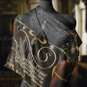 Peacock Calligraphy, Luxurious Square Scarf/Wrap/Boho Shawl, Made to Order, Handmade and Cruelty Free
