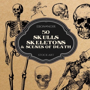 50 teschi, scheletri e scene di morte, formato vettoriale SVG, download digitale, pubblico dominio