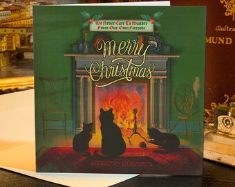 Goody Goodies, Victorian Kitty Cats Holiday, Christmas, New Year, Square 5.25in Greeting Cards With Beige Envelopes