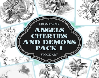 13 JPG&#39;s and EPS&#39;s of Angels, Cherubs, and Demons, from Lessing&#39;s Works, Pack I, 1890s