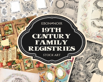 25 JPGs of Victorian Family Tree and Family Registry Images, High Resolution Digital Download, Public Domain, Perfect for Crafts