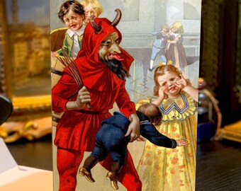 Krampusnacht Krampus Wack, Gruss Vom Krampus Christmas Cards With White Envelopes, 5 x 7in