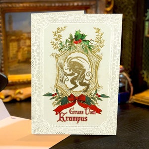 Cheio de travessuras, cartões de Natal Gruss Vom Krampus com envelopes brancos, 5 pol x 7 pol