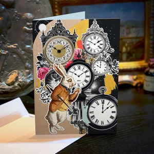 Oh mio Dio! Felice Anno Nuovo!, Biglietti di auguri di Capodanno ispirati al Coniglio Bianco di Alice nel Paese delle Meraviglie con buste bianche