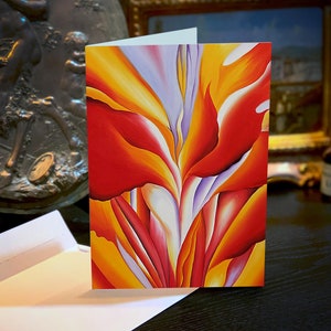 Red Canna de Georgia O'Keeffe, juego de tarjetas de felicitación con motivos florales para uso diario con sobres blancos, 5 x 7 pulgadas